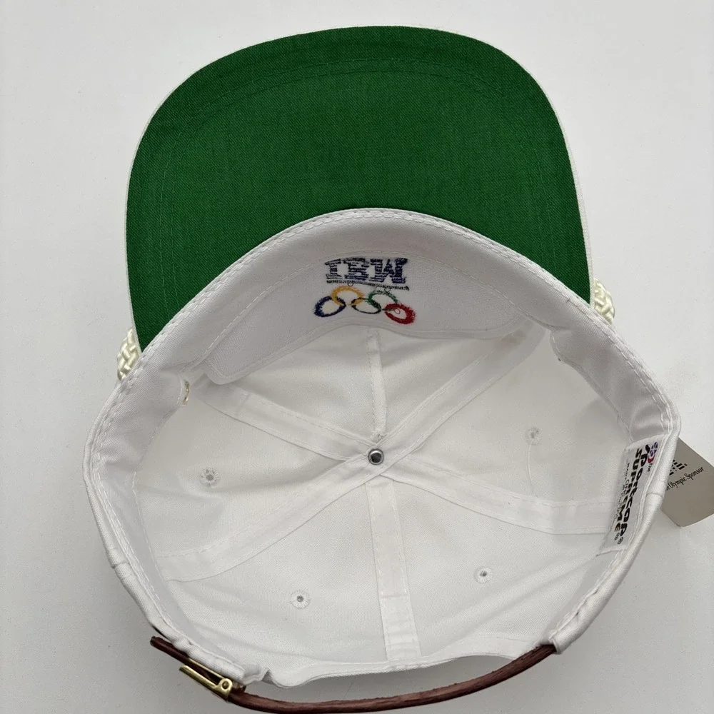 Vintage IBM Worldwide Olympics Sponsor Cap Hat Flat Bill 1988 80s White RARE NWT